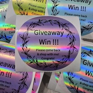 (25) 3" Holographic Giveaway Stickers Custom Handmade Labels, Shipping Supplies